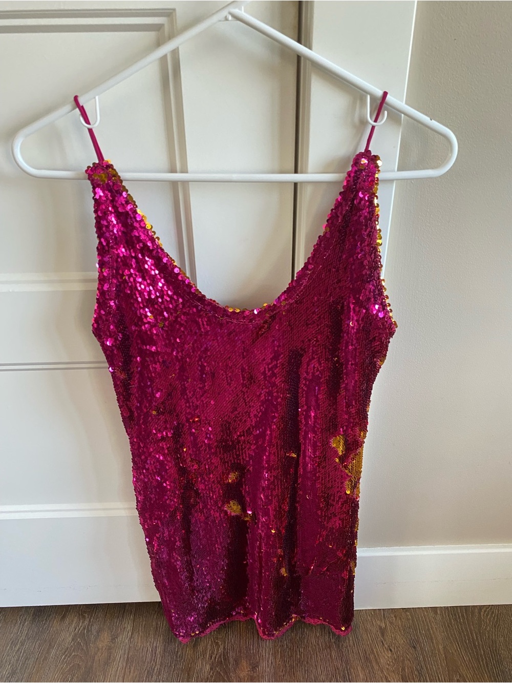Free People Hot Pink Sequin Slip Dress